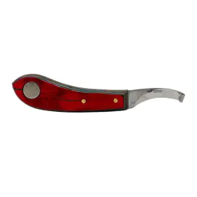CowCare Hoof Knife with magnet, red, curved, left