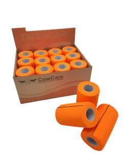 Box of CowCare TAPE&CARE self‑adhesive bio bandage, width 10 cm, with stretch effect 200/450 cm, orange