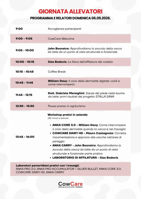 Giornata allevatori Programma e relatori DOMENICA 06.09.2026.