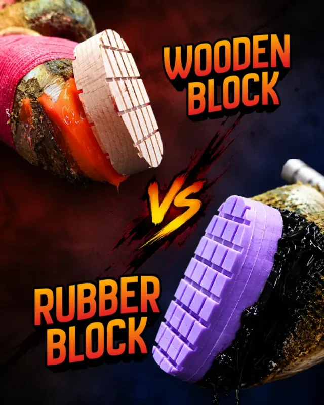 wooden vs rubber hoof blocks